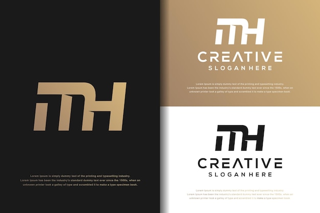 Абстрактная монограмма буква MH дизайн логотипа