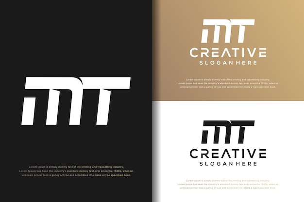 Abstract monogram letter M T logo design