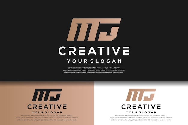 abstract monogram letter mj logo design