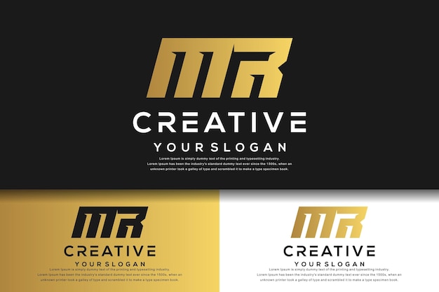 Abstract monogram letter mr logo design