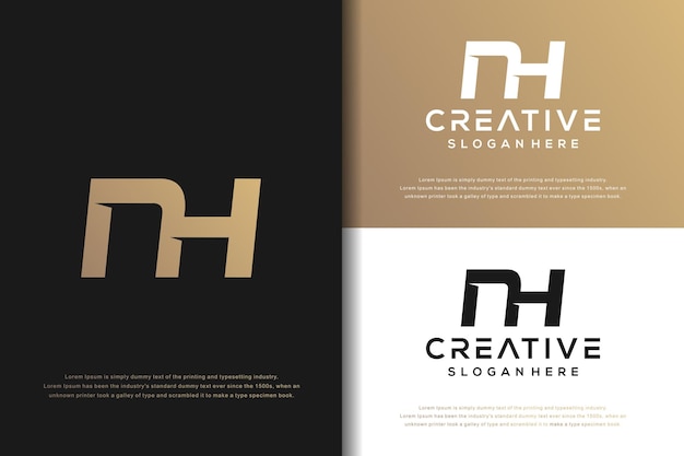 Vector abstract monogram letter n h logo design