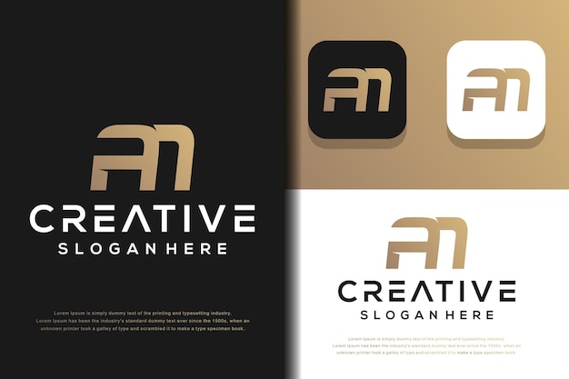 Abstract monogram letter A N logo template