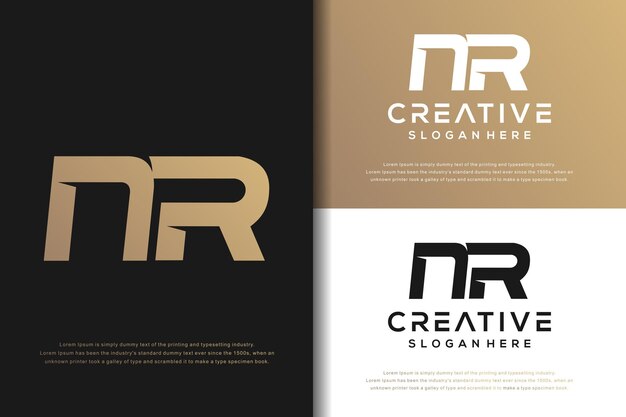 Abstract monogram letter N R logo design