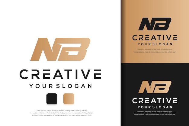 abstract monogram letter nb logo template