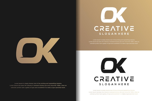 Abstract monogram letter O K logo design