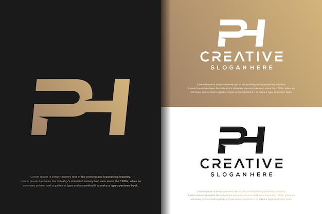 Abstract monogram letter P H logo template