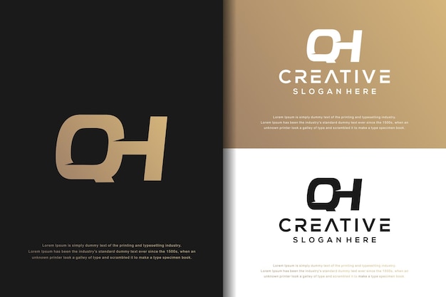 Abstract monogram letter Q H logo design