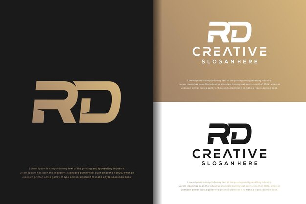 Abstract monogram letter R D logo design