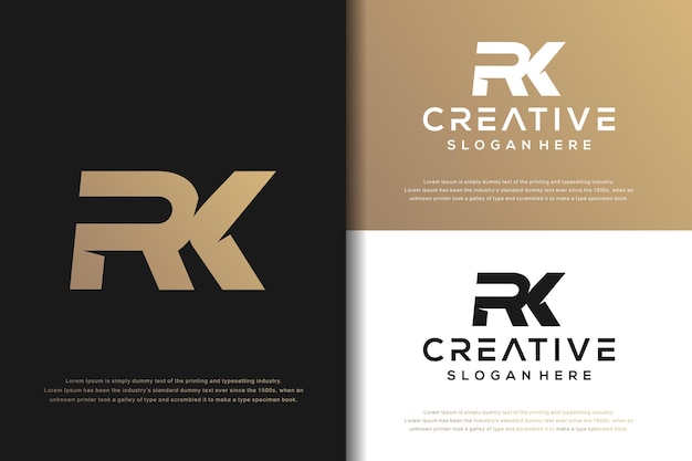 Abstract monogram letter R K logo design