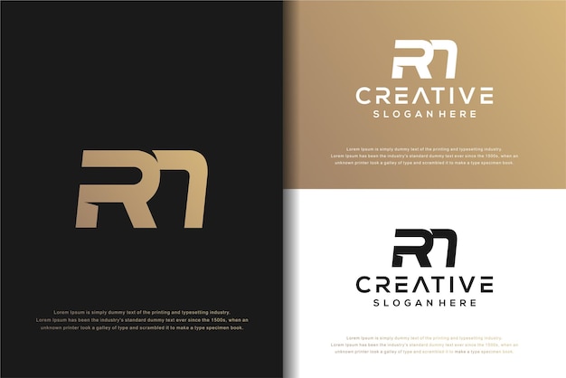 Abstract monogram letter R N logo design