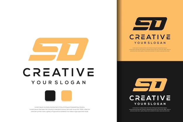 abstract monogram letter sd logo design