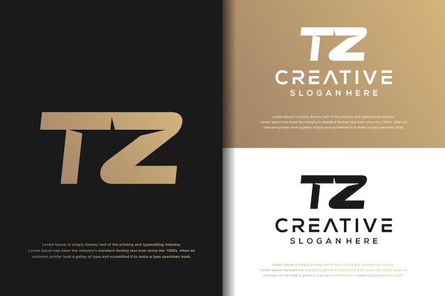 Abstract monogram letter t z logo design