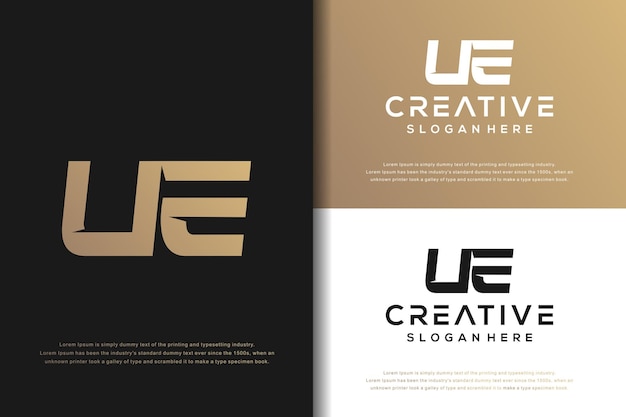 Abstract monogram letter U E logo design