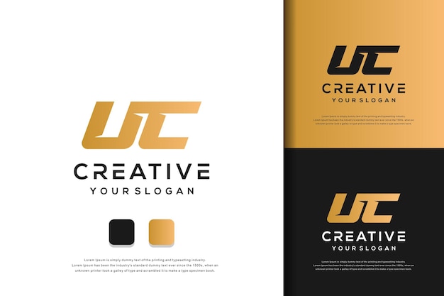 Abstract monogram letter uc logo template