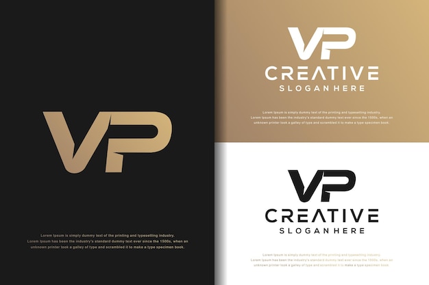 Vector abstract monogram letter v p logo design