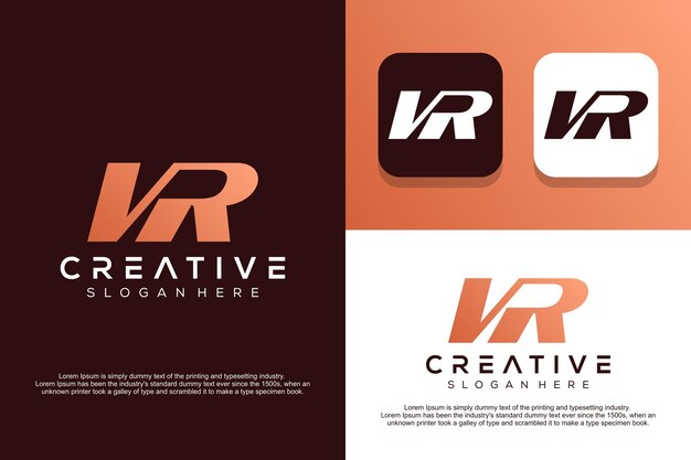 Abstract monogram letter V R logo design