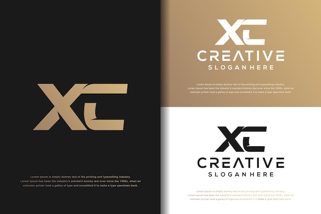 Abstract monogram letter X C logo design