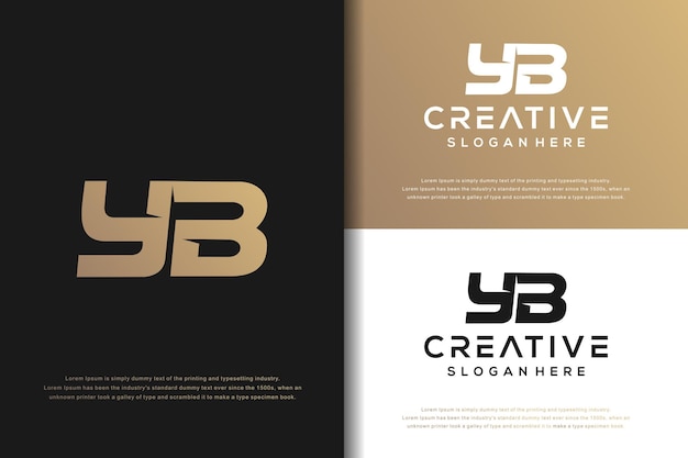 Abstract monogram letter Y B logo design