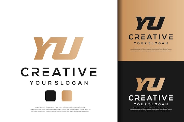 abstract monogram letter yu logo template