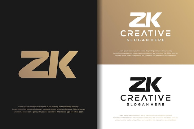 Abstract monogram letter Z K logo design