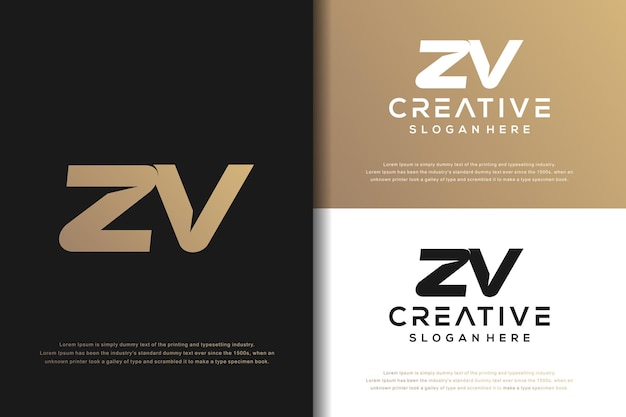 Abstract monogram letter Z V logo design