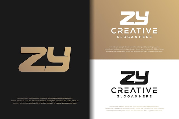 추상 모노그램 문자 ZY 로고 디자인