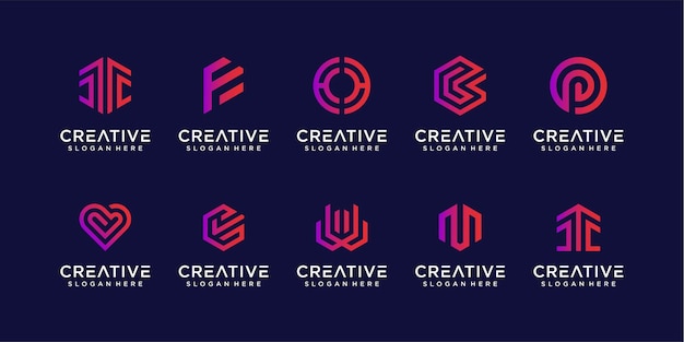 Abstract monogram logo design bundle collection