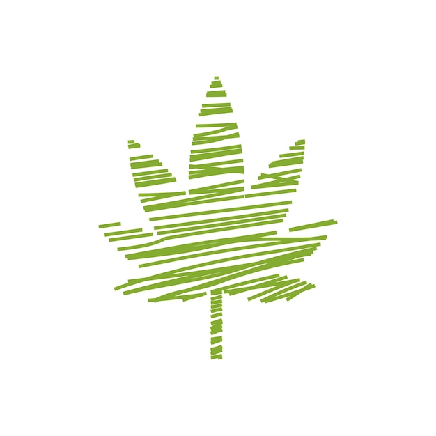 Abstract monoline cannabis leaf logo vector template