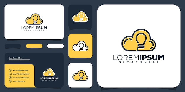 抽象的なモノラインクラウドアイデアのロゴデザイン