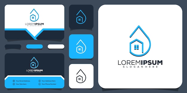 Abstract monoline water home logo design