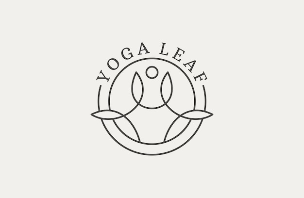 Abstract Monoline Yoga Leaf Logo Vector design template