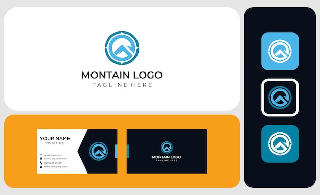 abstract montain and compass logo