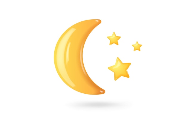 Abstract moon or crescent with stars Vector illustration