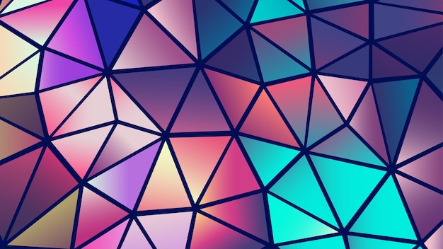 Mosaico astratto sfondo poligoni colorati su triangolo nero forme vetro colorato 3d rendering multicolore illustrazione
