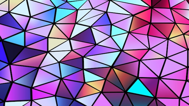 Abstract mosaic background colorful polygons on black triangle shapes stained glass