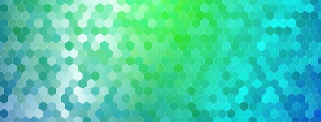 Vector abstract mosaic background of shiny hexagonal tiles in blue and green colors