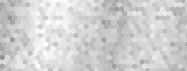 Abstract mosaic background of shiny hexagonal tiles in white and gray colors