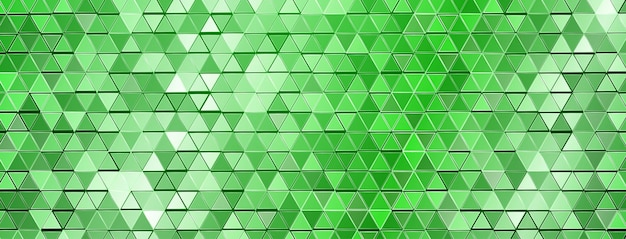 Vector abstract mosaic background of shiny mirrored triangle tiles in green colors