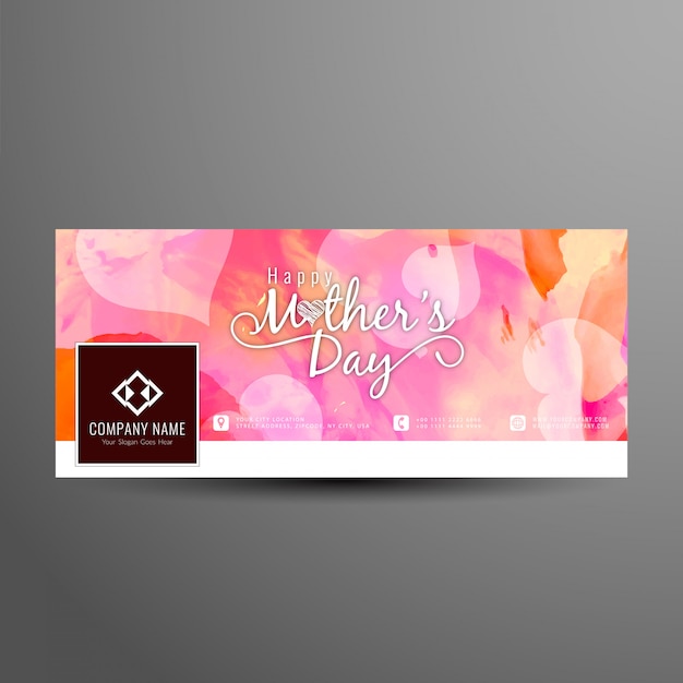 Abstract mother's day facebook cover design template