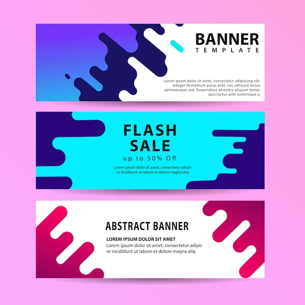 Abstract motion banners Colorful geometric shapes composition Trendy design vector geometric banners set