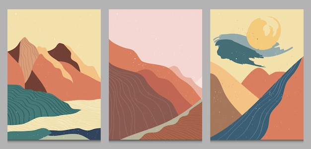 Vector abstract mountain landscape cover