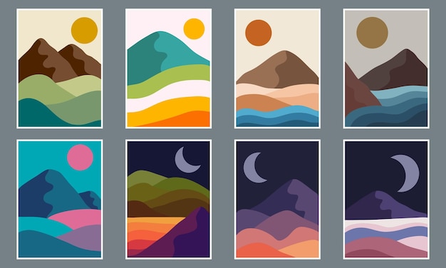 Vector abstract mountain landscape vector illustration