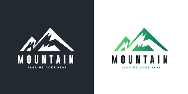 Vector abstract mountain logo green geometric shape usable for business and branding logos