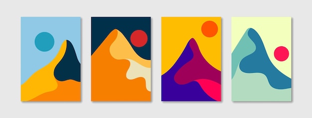 Abstract mountain vector and sunset design background