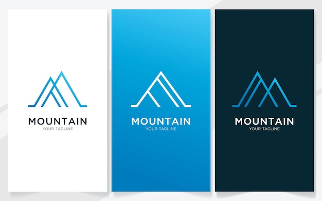 Abstract mountain with line style logo design vector illustration set