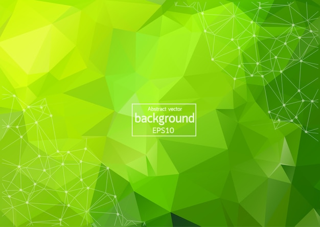 Abstract Multi green Polygonal Space Background with Connecting Dots and Lines