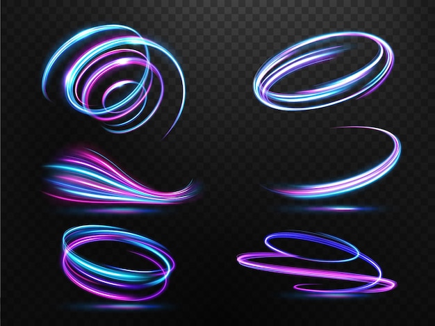 abstract multicolor swirl line of light isolated and easy to edit vector illustration