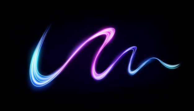 Vector abstract multicolor wavy line of light