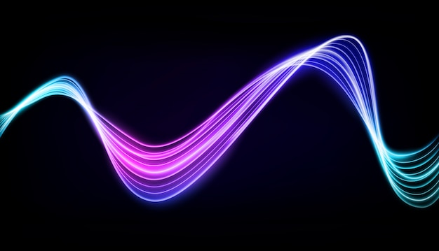 Vector abstract multicolor wavy line of light