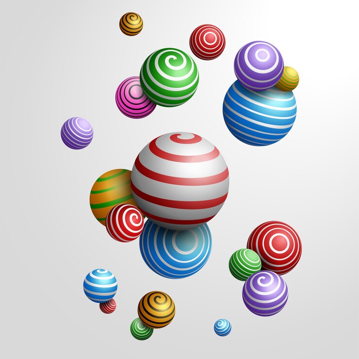 Vector abstract multicolored decorative balls. 3d illustration